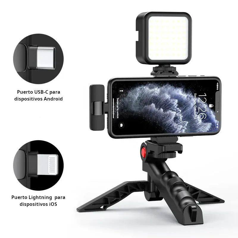 Kit Video Streaming INFLUENCE MAX® ¡Tripode De Celular Con Luz Y Microfono! ⭐⭐⭐⭐⭐